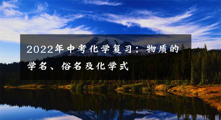 2022年中考化学复习：物质的学名、俗名及化学式