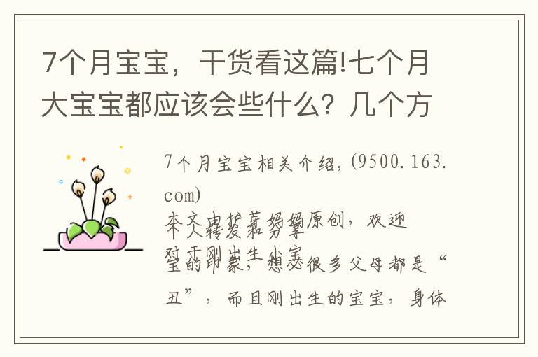 7个月宝宝，干货看这篇!七个月大宝宝都应该会些什么？几个方面发展迅速，你家娃落后没？