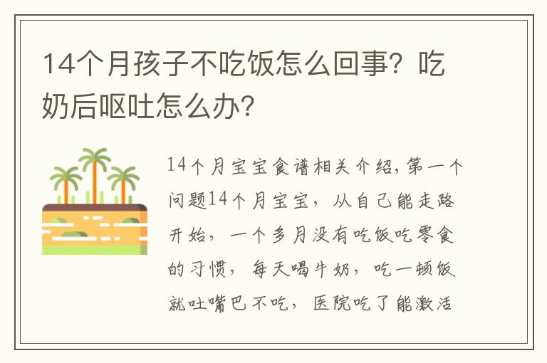 14个月孩子不吃饭怎么回事？吃奶后呕吐怎么办？文章配图