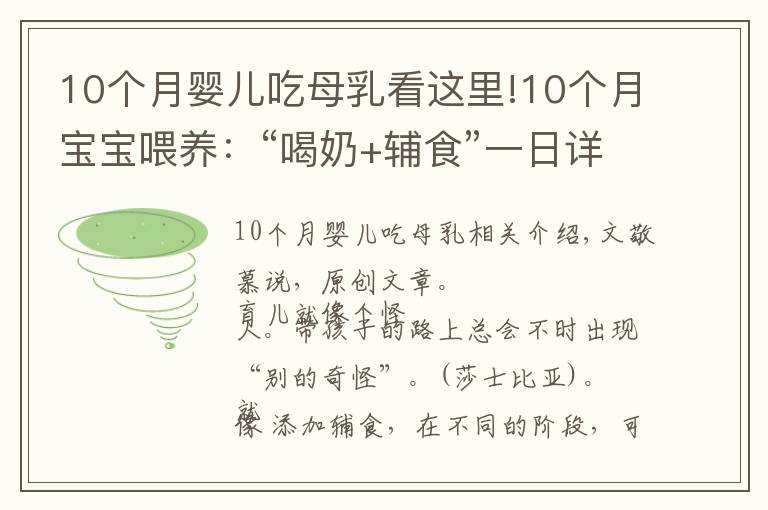 10个月婴儿吃母乳看这里!10个月宝宝喂养：“喝奶+辅食”一日详细安排，重点锻炼俩能力