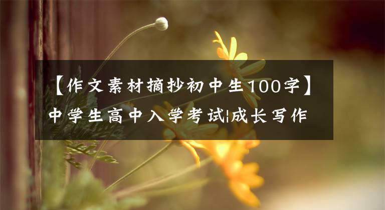 【作文素材摘抄初中生100字】中学生高中入学考试|成长写作资料分享