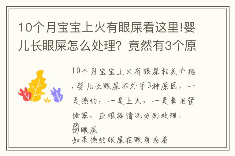 10个月宝宝上火有眼屎看这里!婴儿长眼屎怎么处理？竟然有3个原因，处理方法也不同