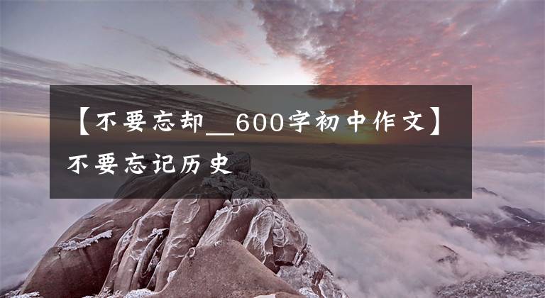 【不要忘却__600字初中作文】不要忘记历史