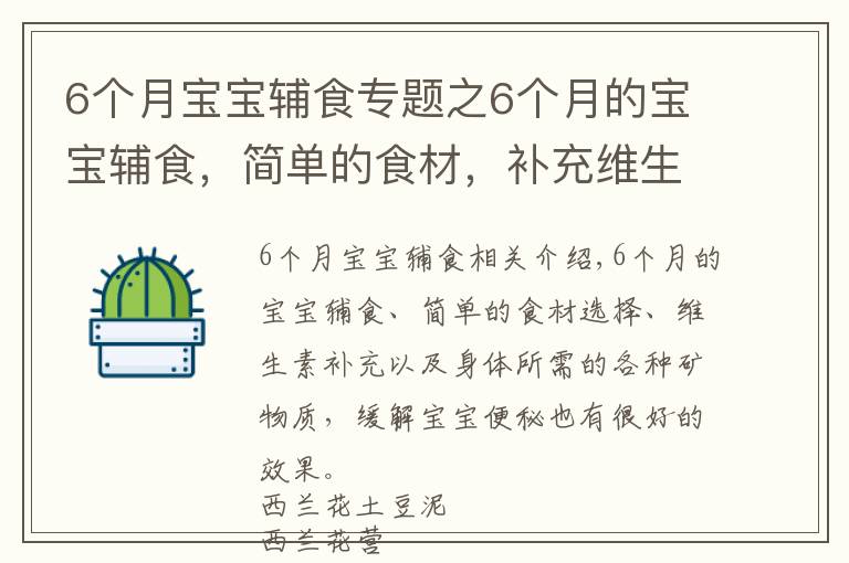 6个月宝宝辅食专题之6个月的宝宝辅食，简单的食材，补充维生素，缓解宝宝便秘