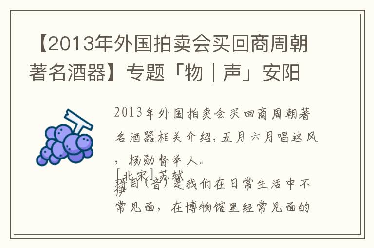 【2013年外国拍卖会买回商周朝著名酒器】专题「物｜声」安阳博物馆藏商代“祖丁”青铜觯