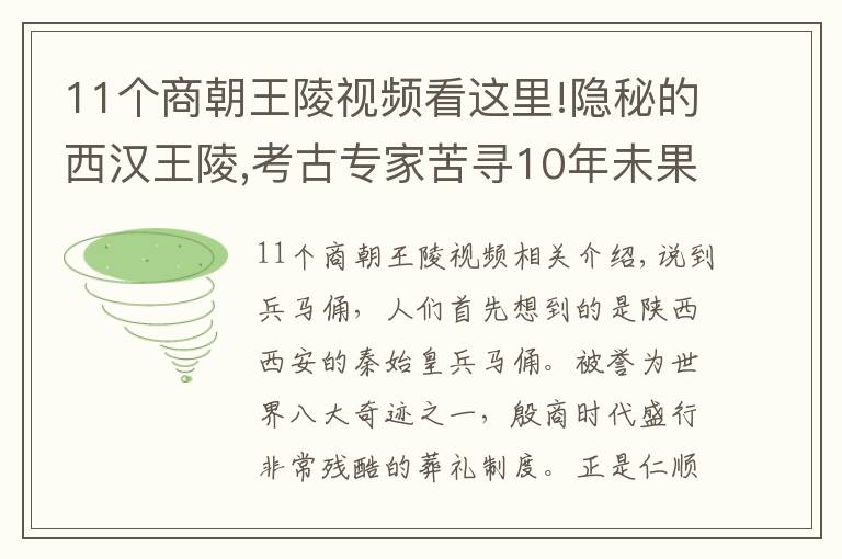 11个商朝王陵视频看这里!隐秘的西汉王陵,考古专家苦寻10年未果,最终却因“红薯窖”被挖出