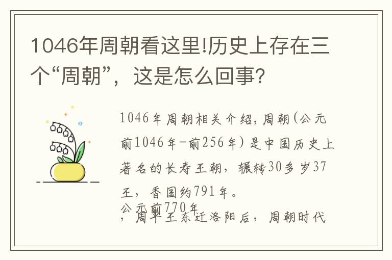 1046年周朝看这里!历史上存在三个“周朝”，这是怎么回事？