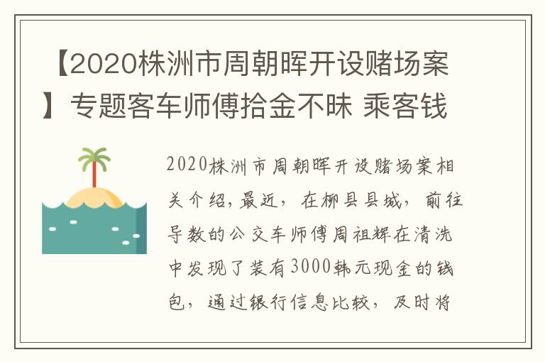 【2020株洲市周朝晖开设赌场案】专题客车师傅拾金不昧 乘客钱包失而复得