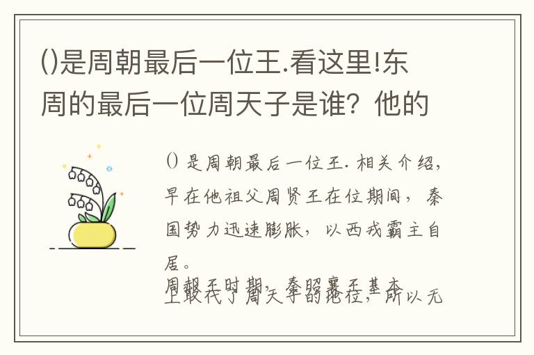 是周朝最后一位王.看这里!东周的最后一位周天子是谁？他的结局如何呢？