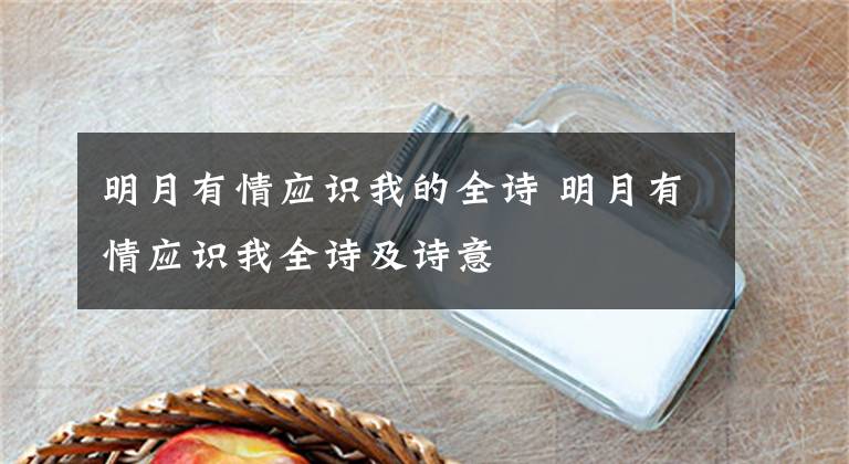 明月有情应识我的全诗 明月有情应识我全诗及诗意文章配图