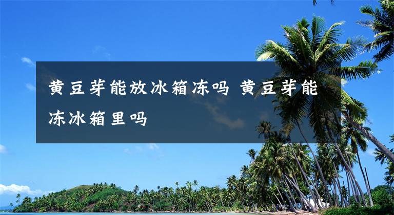 黄豆芽能放冰箱冻吗 黄豆芽能冻冰箱里吗文章配图