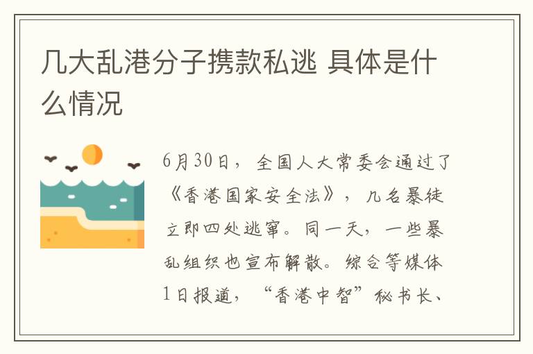 几大乱港分子携款私逃 具体是什么情况