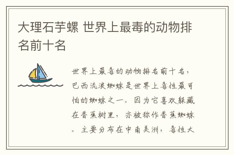 大理石芋螺 世界上最毒的动物排名前十名