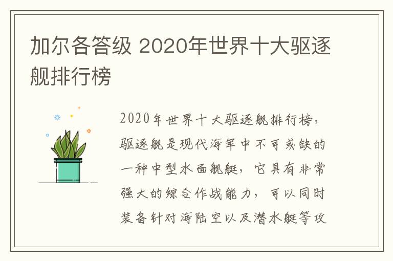 加尔各答级 2020年世界十大驱逐舰排行榜