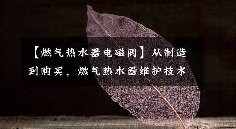 【燃气热水器电磁阀】从制造到购买，燃气热水器维护技术的从业者文章配图