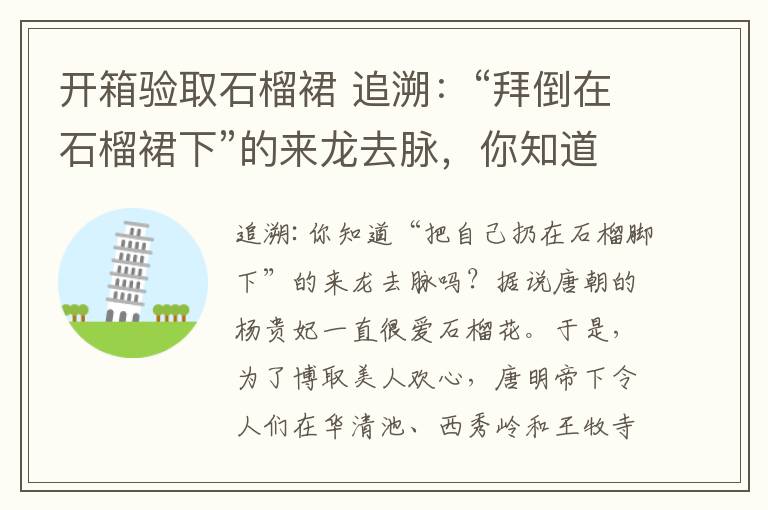 开箱验取石榴裙 追溯：“拜倒在石榴裙下”的来龙去脉，你知道吗？