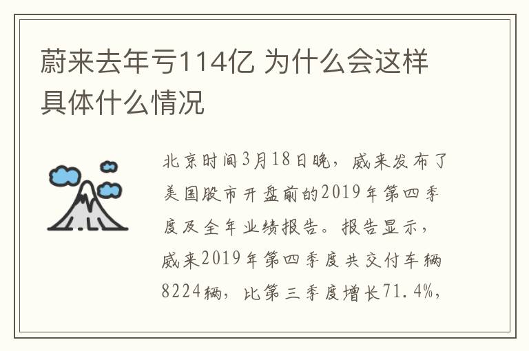 蔚来去年亏114亿 为什么会这样具体什么情况