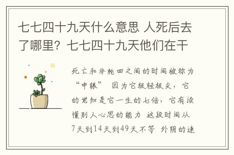 七七四十九天什么意思 人死后去了哪里？七七四十九天他们在干什么？