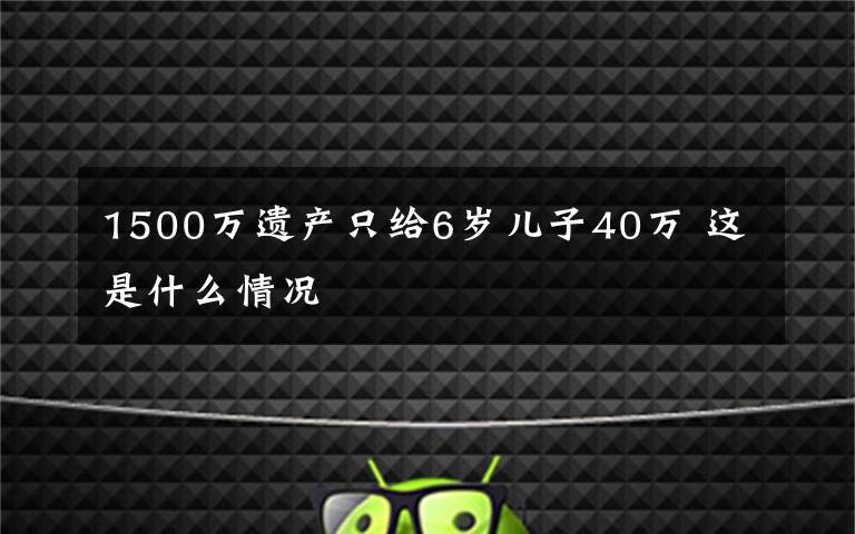 1500万遗产只给6岁儿子40万 这是什么情况