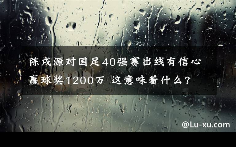 陈戌源对国足40强赛出线有信心赢球奖1200万 这意味着什么?