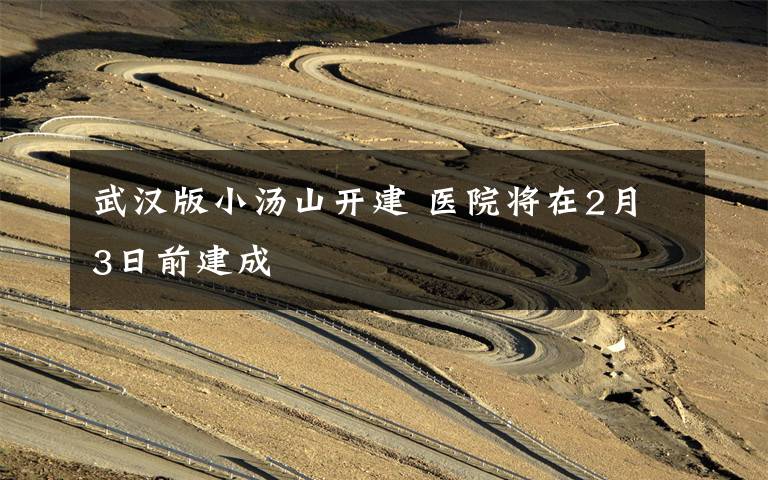 武汉版小汤山开建 医院将在2月3日前建成