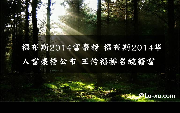 福布斯2014富豪榜 福布斯2014华人富豪榜公布 王传福排名皖籍富豪首位文章配图