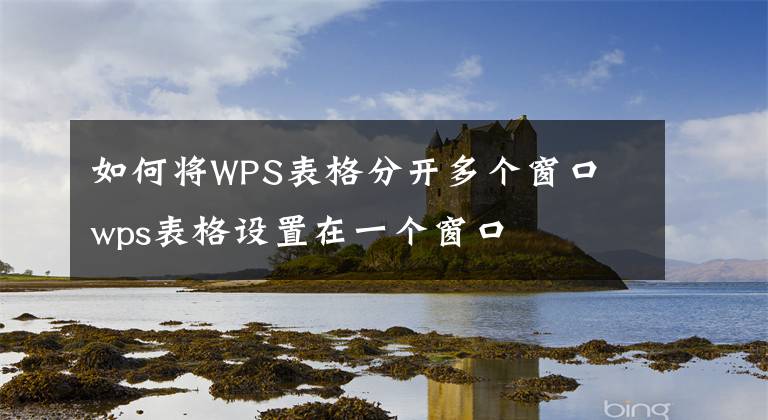 如何将WPS表格分开多个窗口 wps表格设置在一个窗口