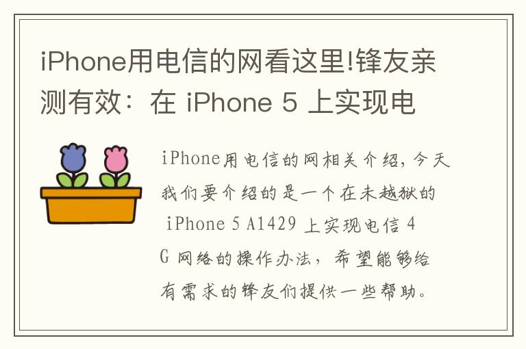 iPhone用电信的网看这里!锋友亲测有效：在 iPhone 5 上实现电信 4G