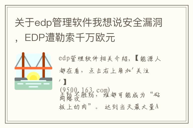 关于edp管理软件我想说安全漏洞，EDP遭勒索千万欧元