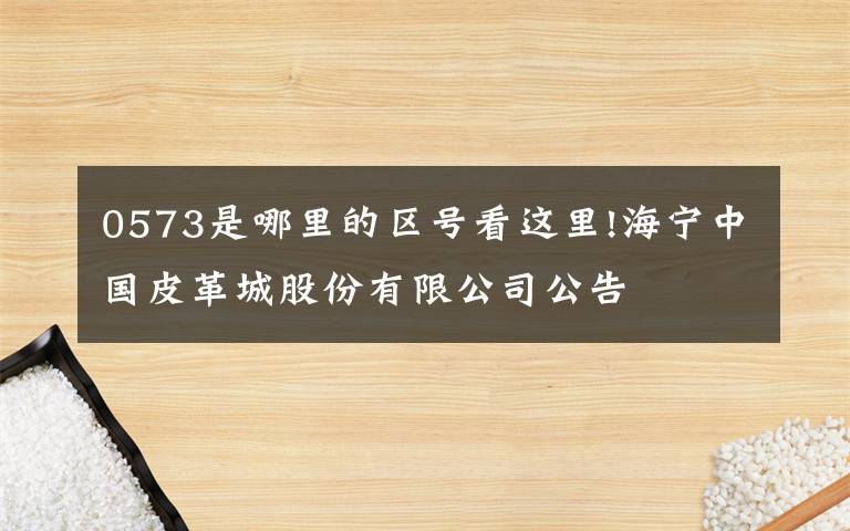 0573是哪里的区号看这里!海宁中国皮革城股份有限公司公告