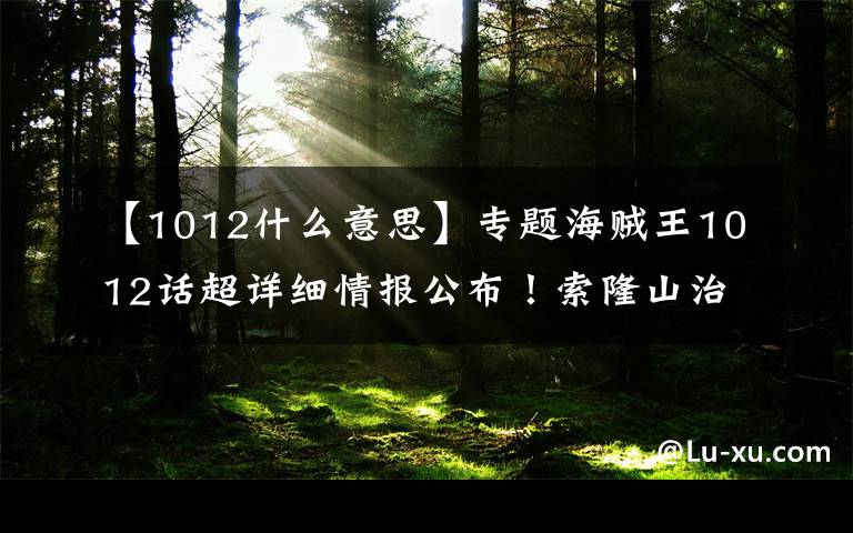 【1012什么意思】专题海贼王1012话超详细情报公布！索隆山治、娜美大妈乌尔缇部分亮了