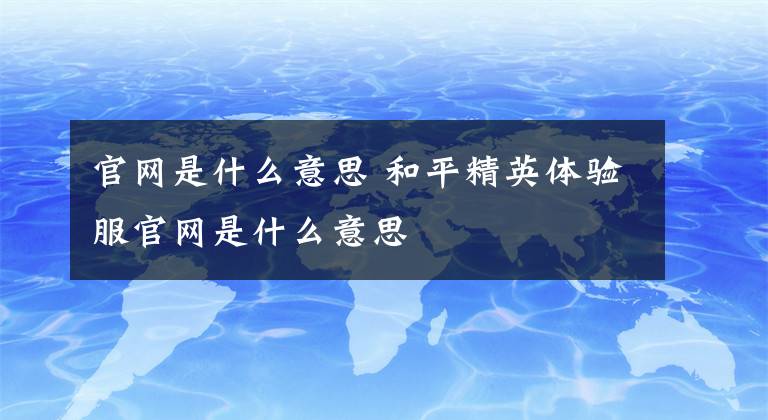 官网是什么意思 和平精英体验服官网是什么意思