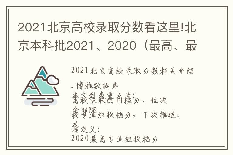2021北京高校录取分数看这里!北京本科批2021、2020（最高、最低）投档线、位次对照表