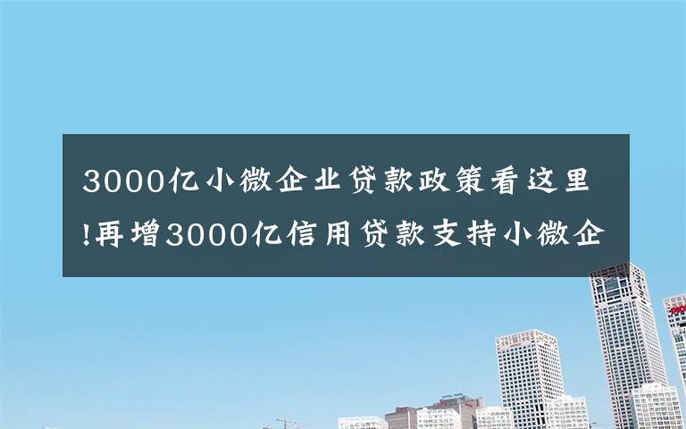 3000亿小微企业贷款政策看这里!再增3000亿信用贷款支持小微企业，政策来了您准备好了吗