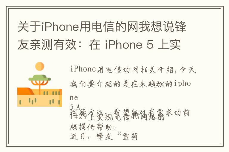 关于iPhone用电信的网我想说锋友亲测有效：在 iPhone 5 上实现电信 4G