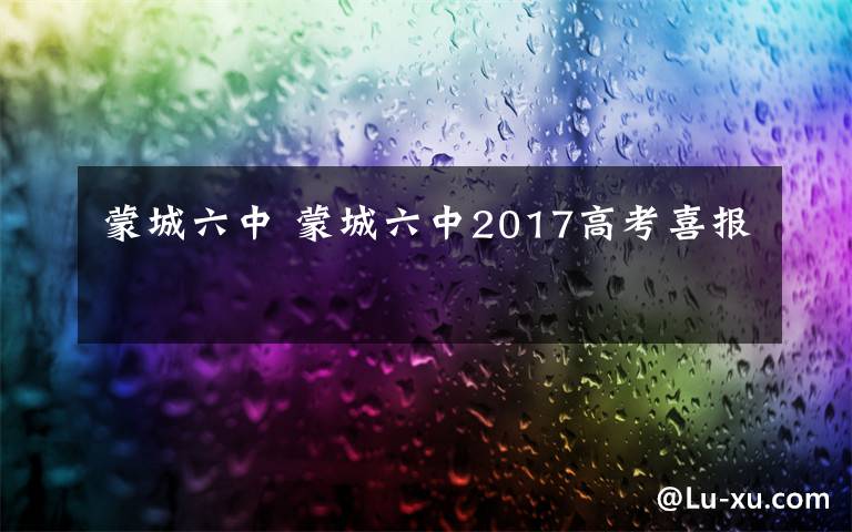 蒙城六中 蒙城六中2017高考喜报