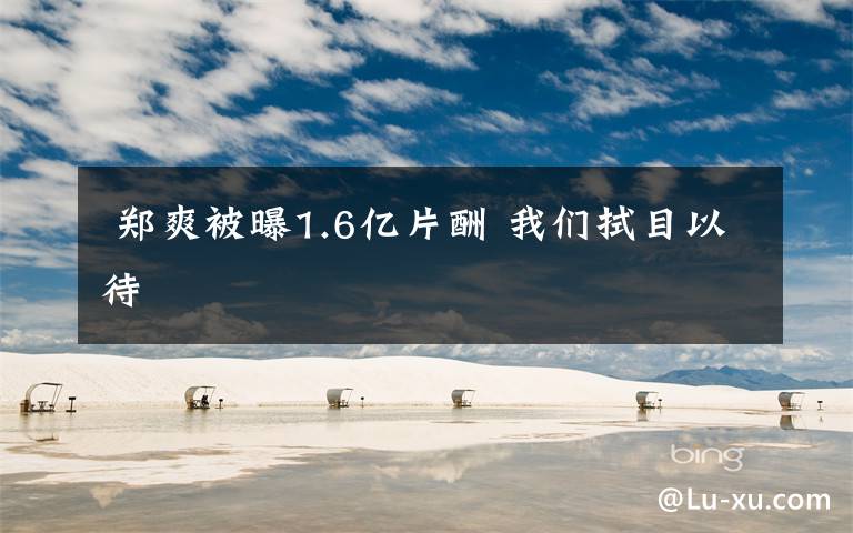  郑爽被曝1.6亿片酬 我们拭目以待文章配图