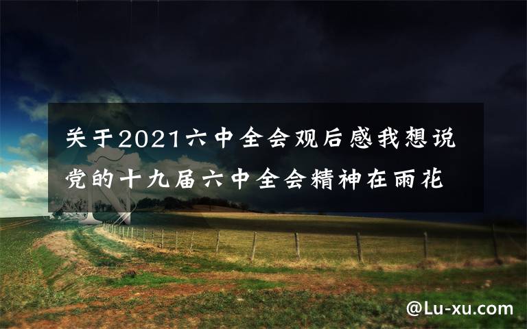 关于2021六中全会观后感我想说党的十九届六中全会精神在雨花区文艺工作者中引起热烈反响