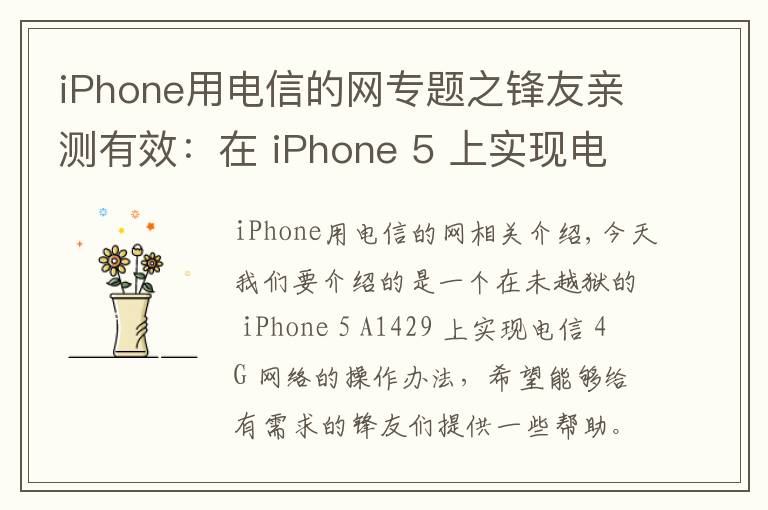 iPhone用电信的网专题之锋友亲测有效：在 iPhone 5 上实现电信 4G