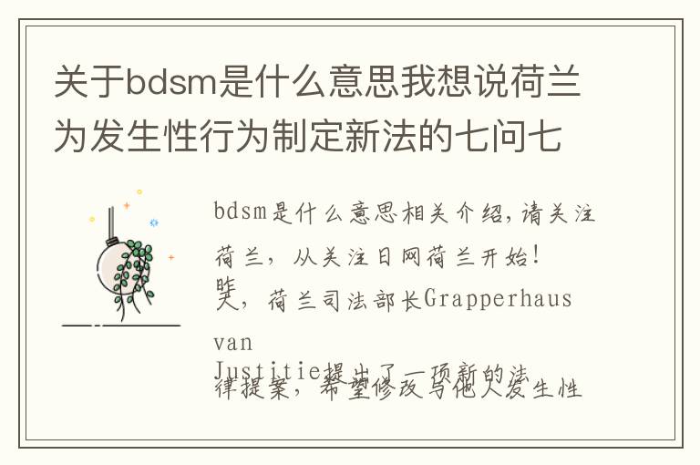 关于bdsm是什么意思我想说荷兰为发生性行为制定新法的七问七答