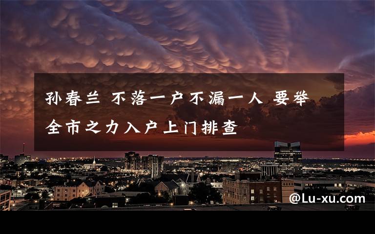 孙春兰 不落一户不漏一人 要举全市之力入户上门排查