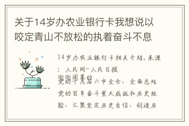 关于14岁办农业银行卡我想说以咬定青山不放松的执着奋斗不息