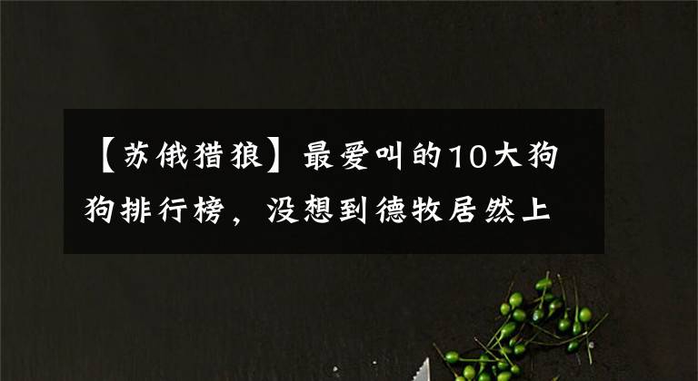 【苏俄猎狼】最爱叫的10大狗狗排行榜，没想到德牧居然上榜了