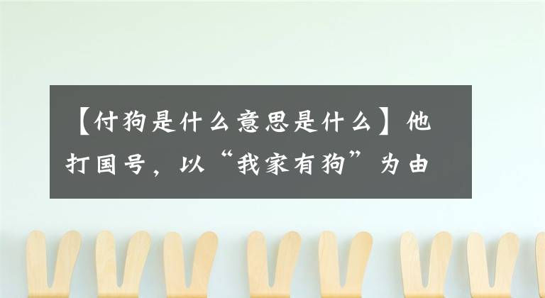 【付狗是什么意思是什么】他打国号，以“我家有狗”为由寻求宝石，被拒绝了。