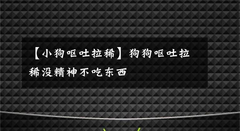 【小狗呕吐拉稀】狗狗呕吐拉稀没精神不吃东西