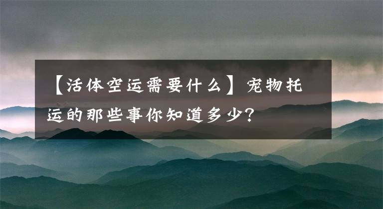 【活体空运需要什么】宠物托运的那些事你知道多少？文章配图