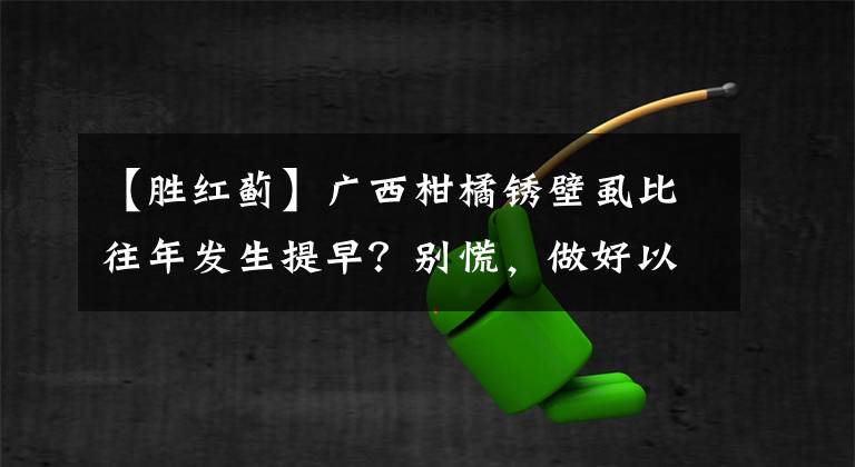 【胜红蓟】广西柑橘锈壁虱比往年发生提早？别慌，做好以下3点可轻松防治