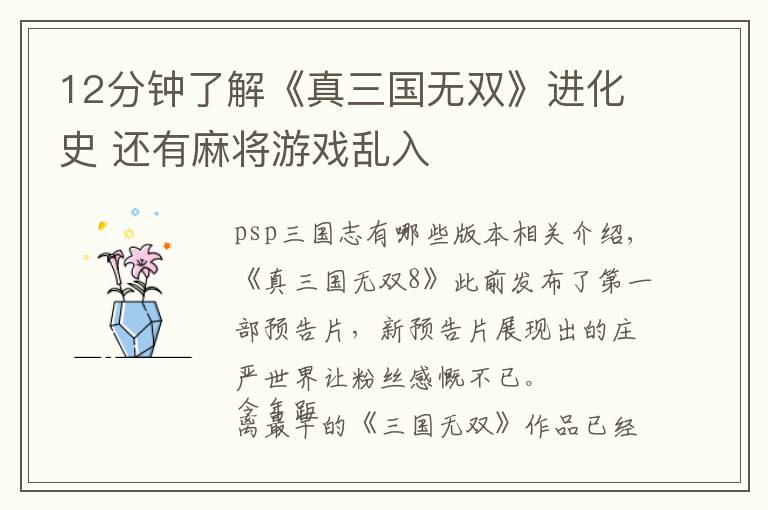 12分钟了解《真三国无双》进化史 还有麻将游戏乱入