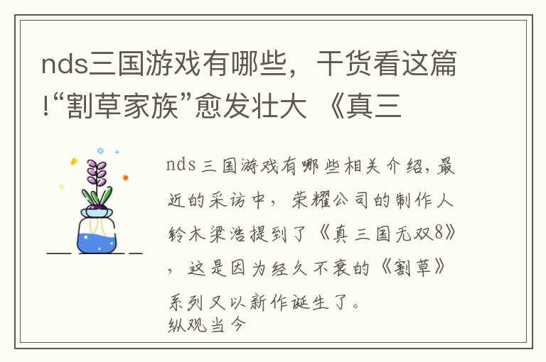 nds三国游戏有哪些，干货看这篇!“割草家族”愈发壮大 《真三国无双》还能火爆多久？文章配图