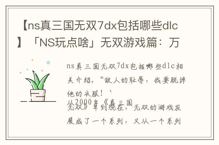 【ns真三国无双7dx包括哪些dlc】「NS玩点啥」无双游戏篇：万物皆可无双，传统美德特库摩